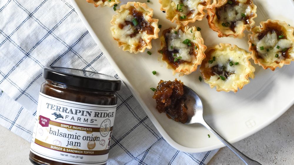 French Onion Soup Bites with Terrapin Ridge Farms Balsamic Onion Jam French Onion Soup Bites with Terrapin Ridge Farms Balsamic Onion Jam